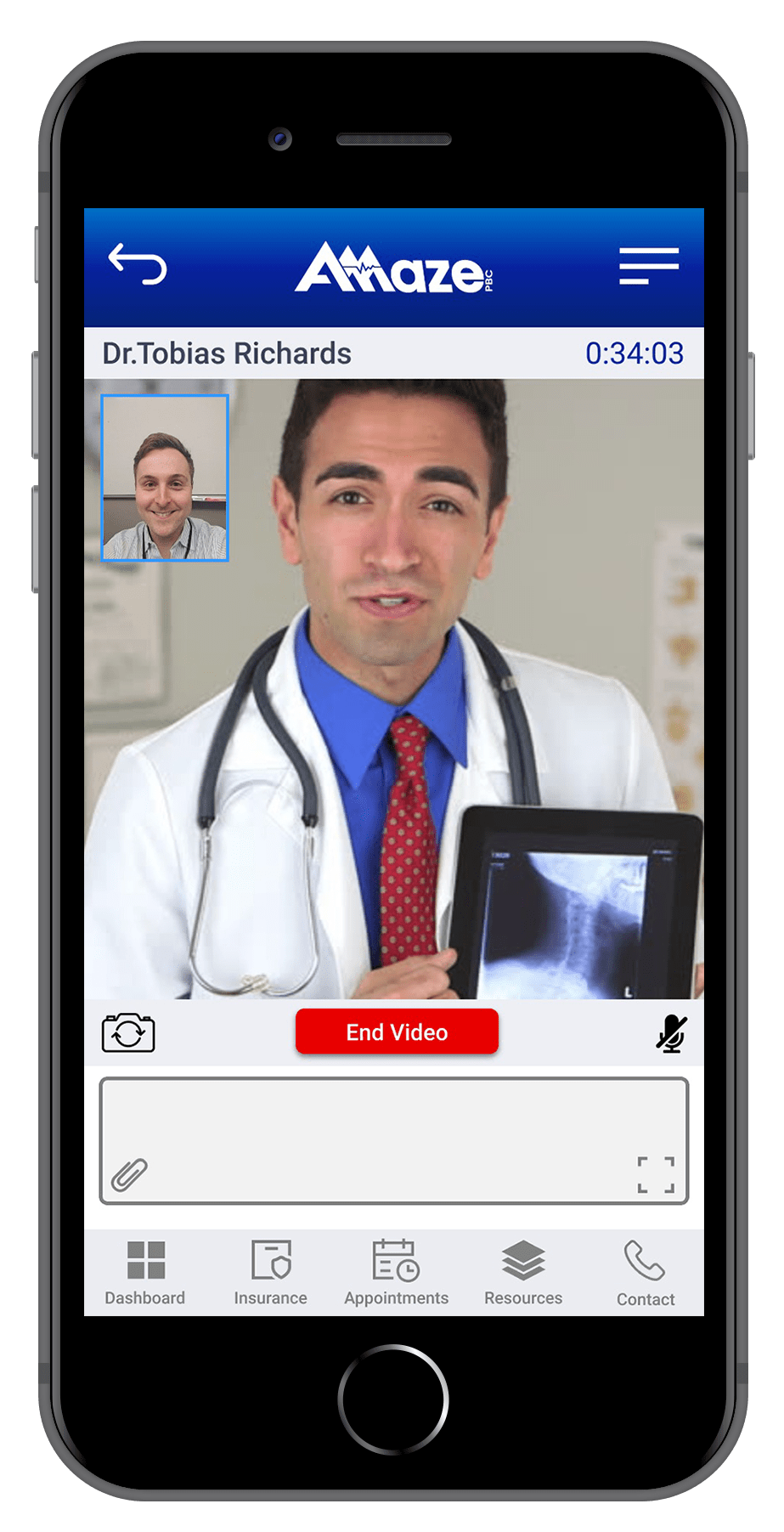 Patient receiving help from a healthcare provider via telemedicine